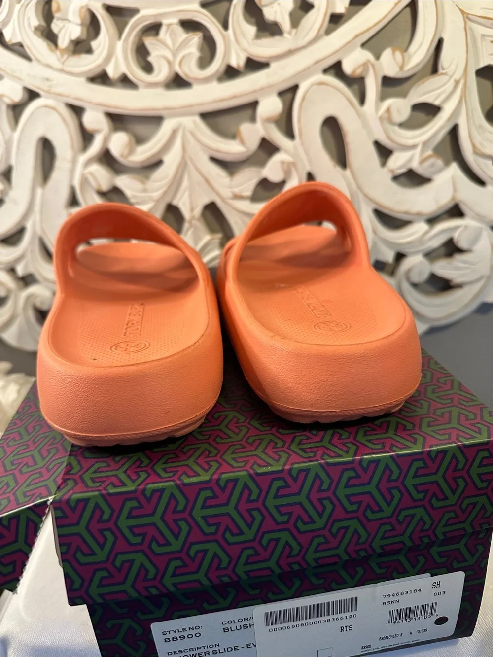 Tory Burch Coral Blush Slide Sandals